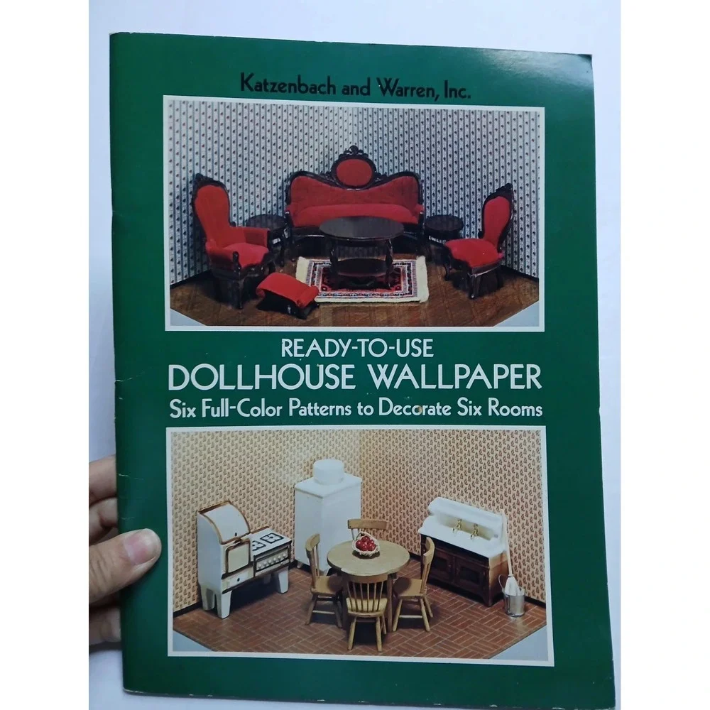 VINTAGE 'READY-TO-USE DOLLHOUSE WALLPAPER' KATZENBACH‎ & WARREN 1977 SIX DESIGNS